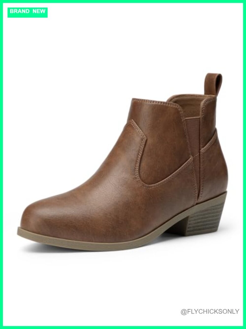 Women's Chunky Low Heel Slip On Ankle Boots Faux Leather Pointed Toe